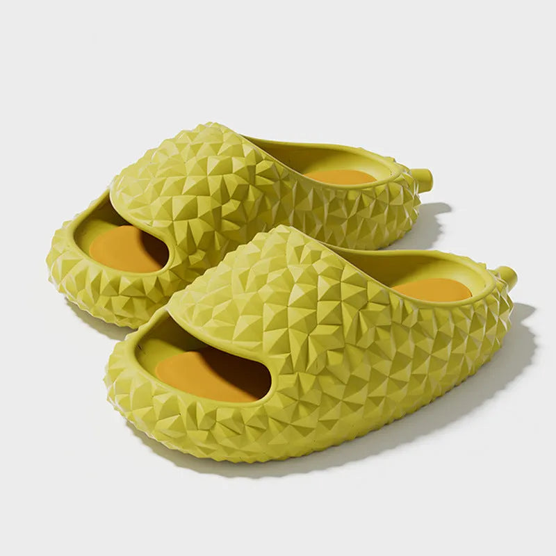 Durian peep-toe EVA bathroom slippers in golden pillow yellow with non-slip sole