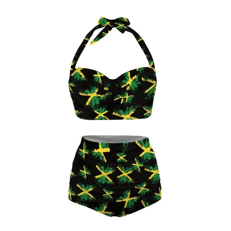 Women's halter neck bikini with lace-up front and briefs in polyester fabric, colour ZYSFJ1917B5-1.