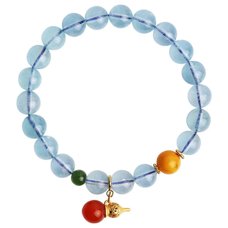 Women's bracelet with an 8mm geometric aquamarine crystal in an iced colour on a band.
