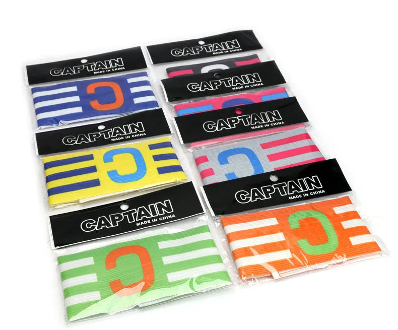 Elastic football captain armband in fluorescent green for match play