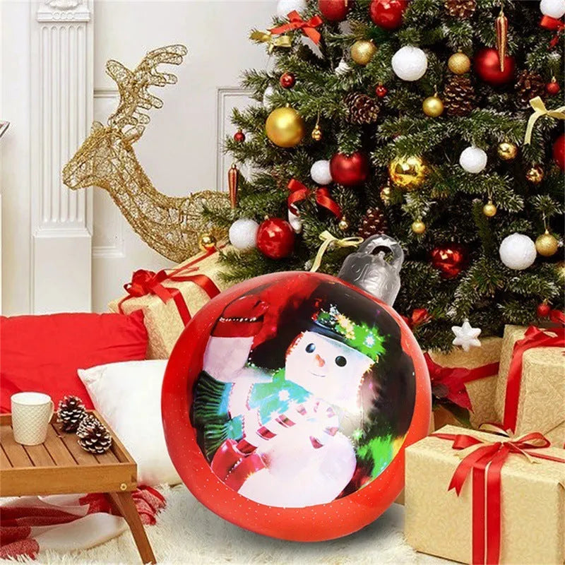 Large 60cm diameter inflatable PVC Christmas ball decoration for outdoor tree hanging