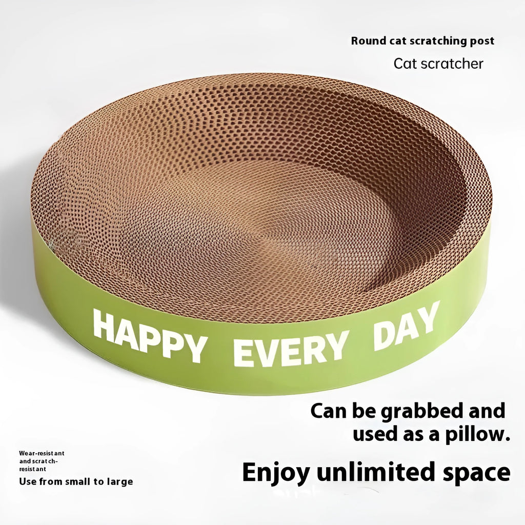 Round green cat nest with sisal scratching surface, 50cm diameter