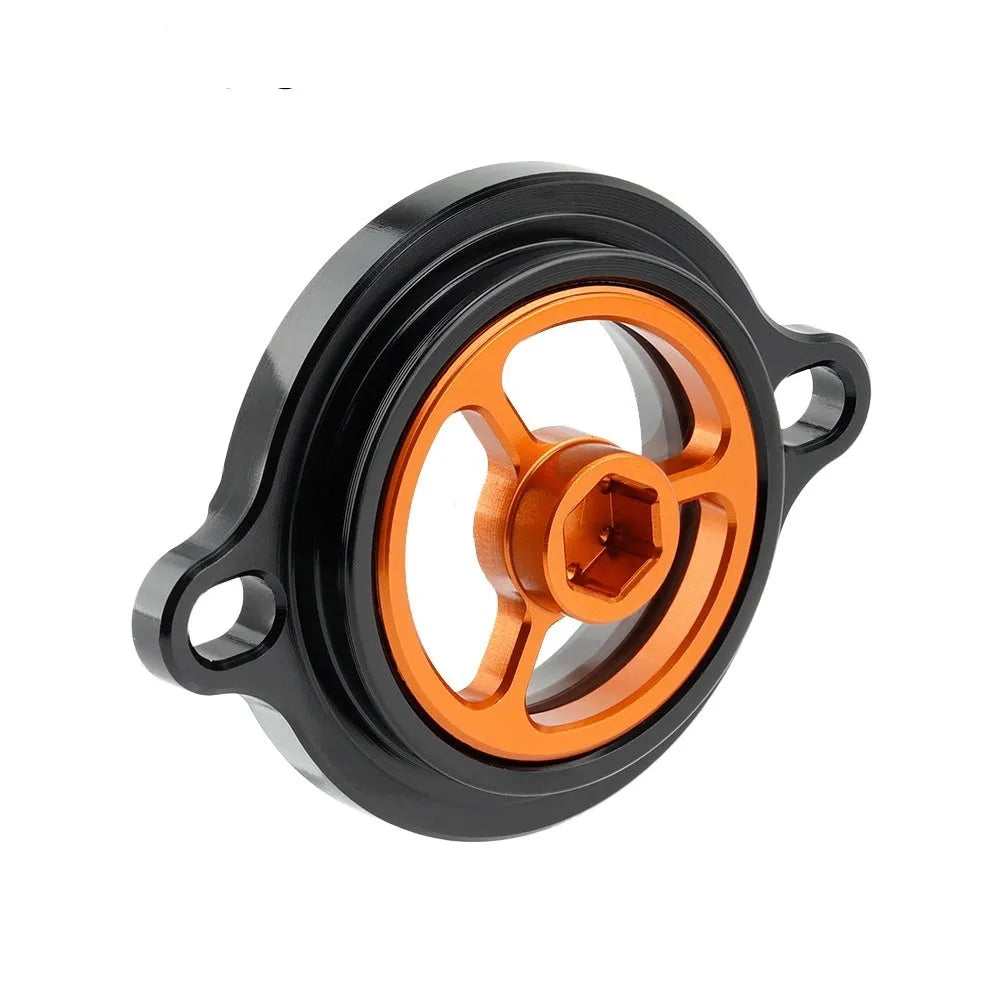 Clear aluminium oil filter cover for KTM Duke motorcycle engines