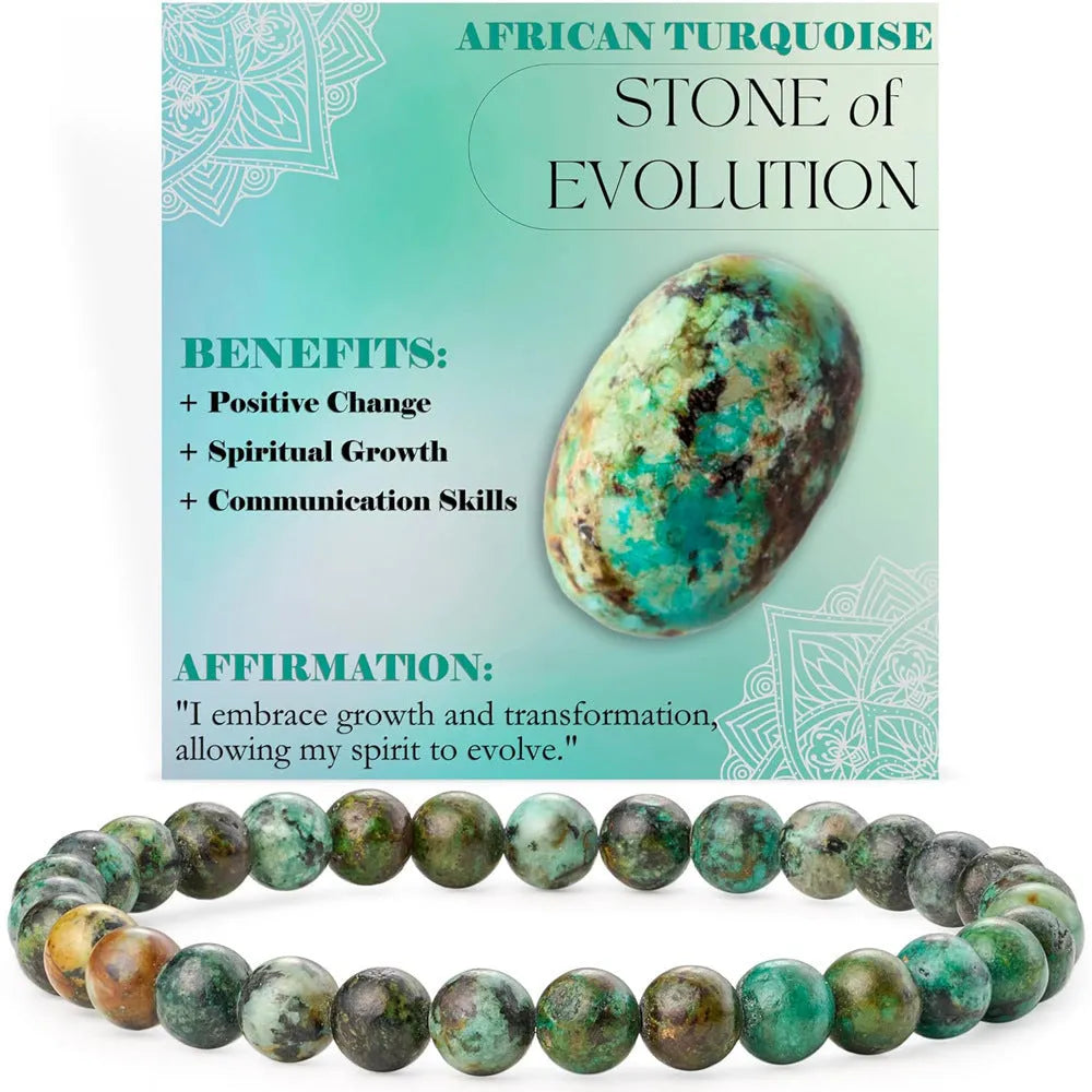 Handmade geometric agate stone bracelet in African pine colour, showing 6mm beads