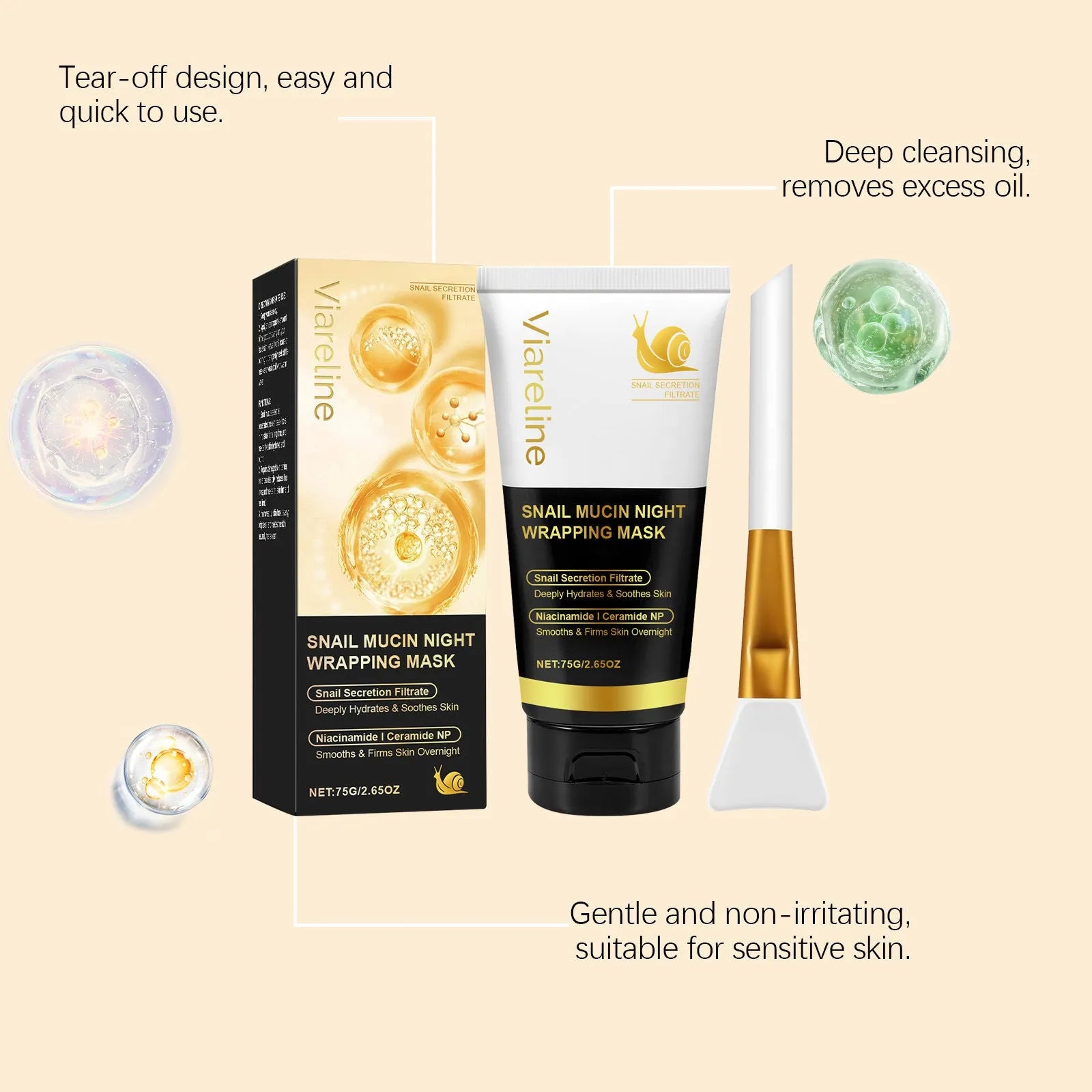 Turmeric sleep mask 120g jar with applicator brush for overnight hydrating and exfoliating facial treatment