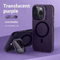 Magnetic bracket phone case for iPhone 14 Pro in transparent black with invisible stand