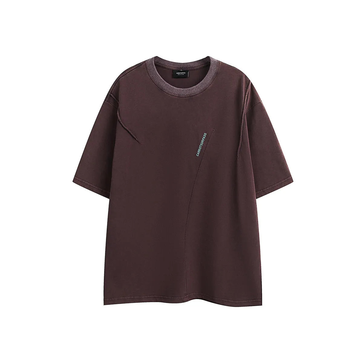 Man's loose fit black retro washed cotton short-sleeved t-shirt on a hanger.