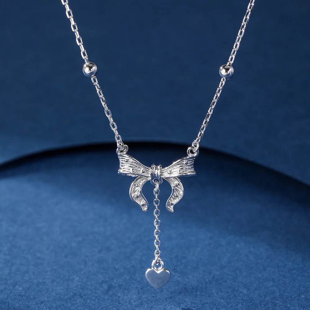 Women's S925 silver butterfly heart clavicle chain with O-ring chain
