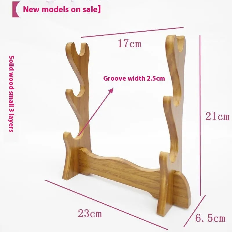 Chinese style wooden handmade multi-layer bracket shelf mounted on wall with decorative items