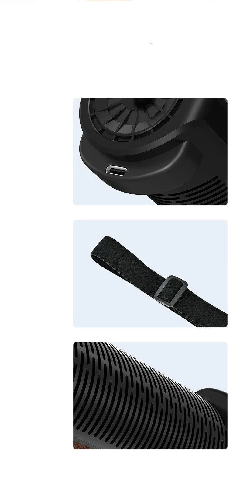 Bladeless car mounted fan with USB power cord in black, brown or red colours