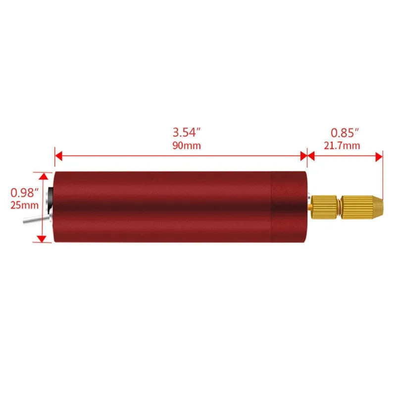Micro mini DIY USB electric grinder with three drill bits on aluminium alloy body