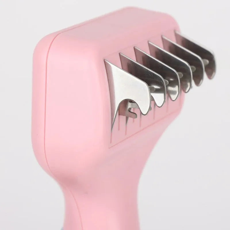 Stainless steel knot knife dog comb for pet grooming in pink or purple colour