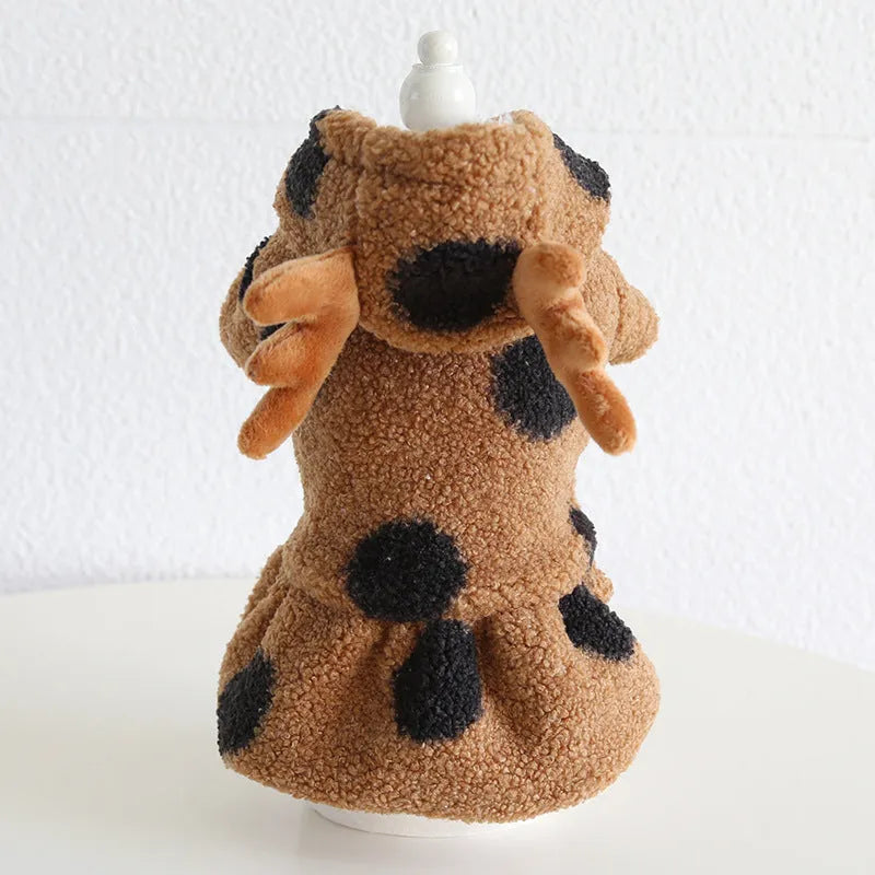 Polka dot pattern pet clothing for dogs and cats in skirt or four leg styles