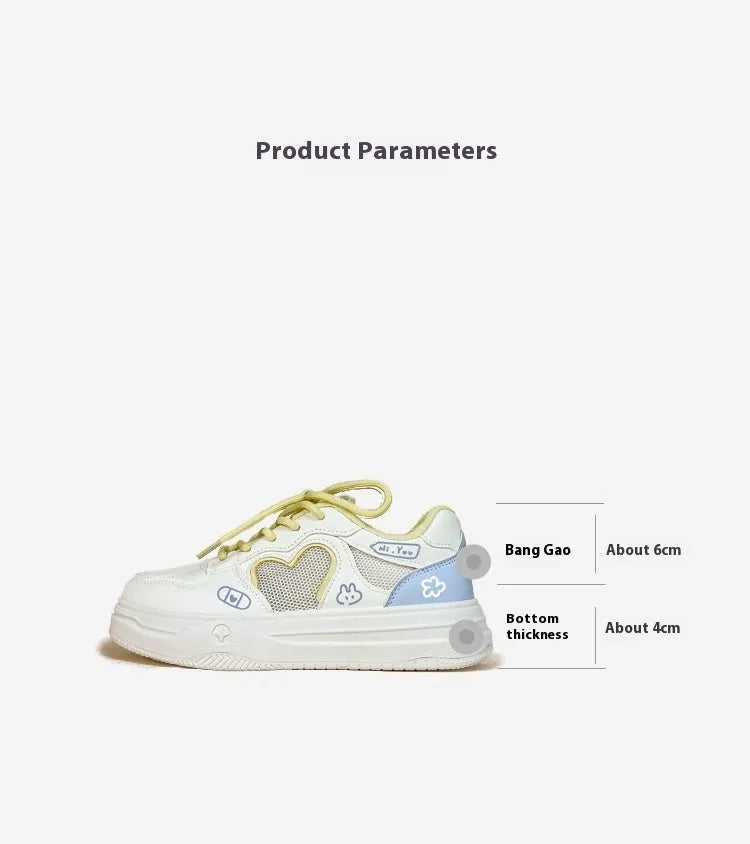Korean style mesh sneakers in Meow Rabbit Sea Salt Cheese colour with lace-up closure