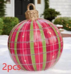 Large 60cm diameter inflatable PVC Christmas ball decoration for outdoor tree hanging