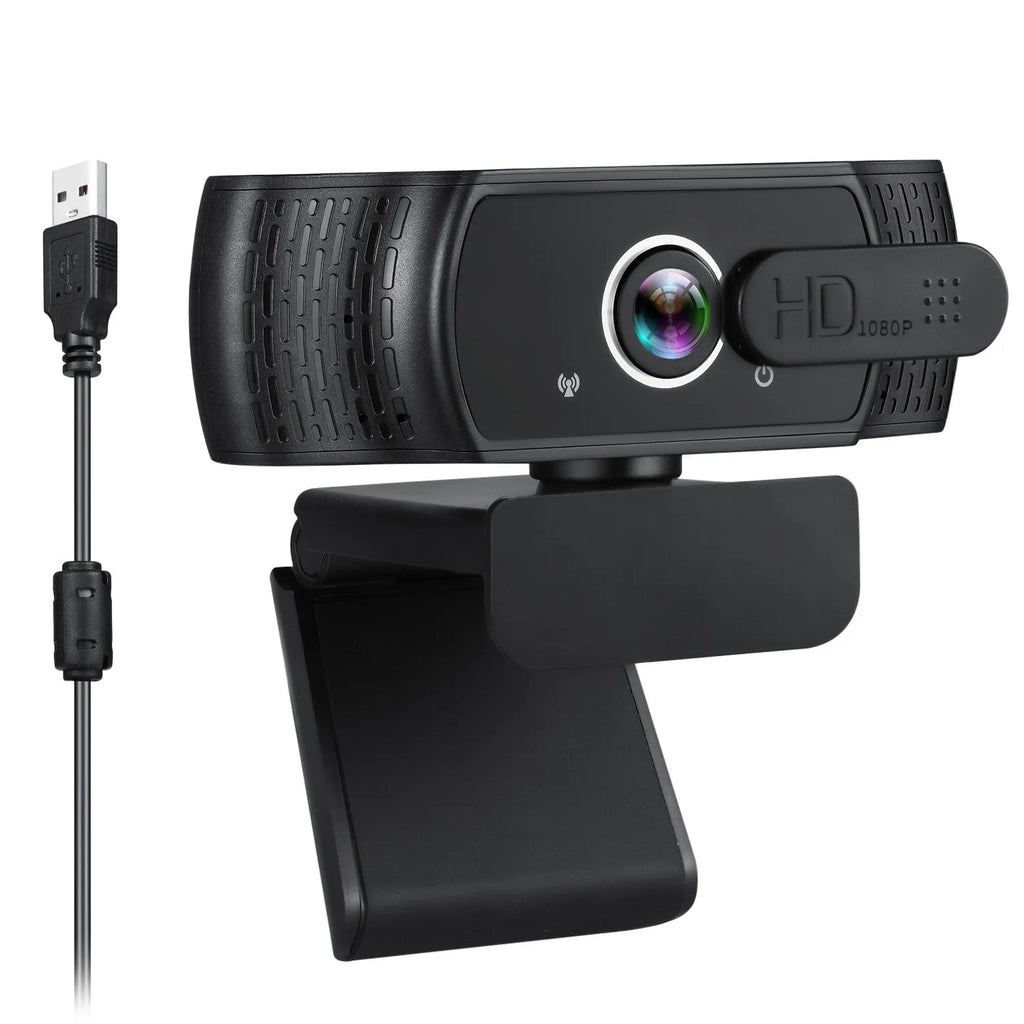 Black USB computer camera with universal clip for laptops and monitors