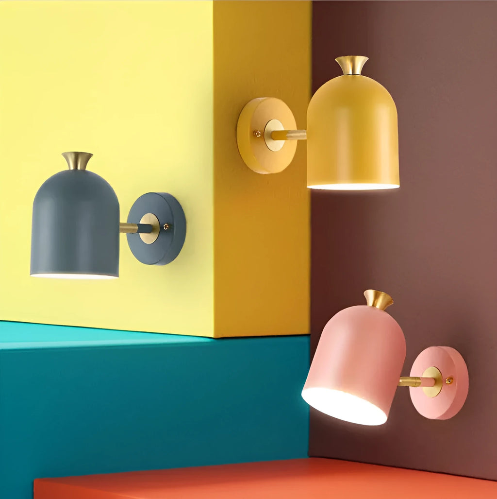 Compact aluminium wall lamp with a mirror front and a single LED light head.