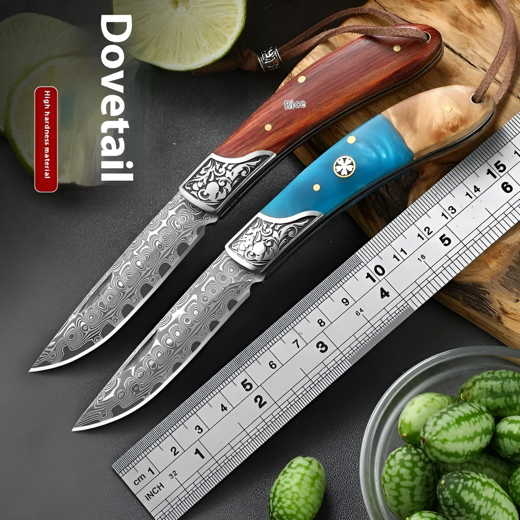 VG10 stainless steel mini folding pocket knife with blue or red dovetail handle