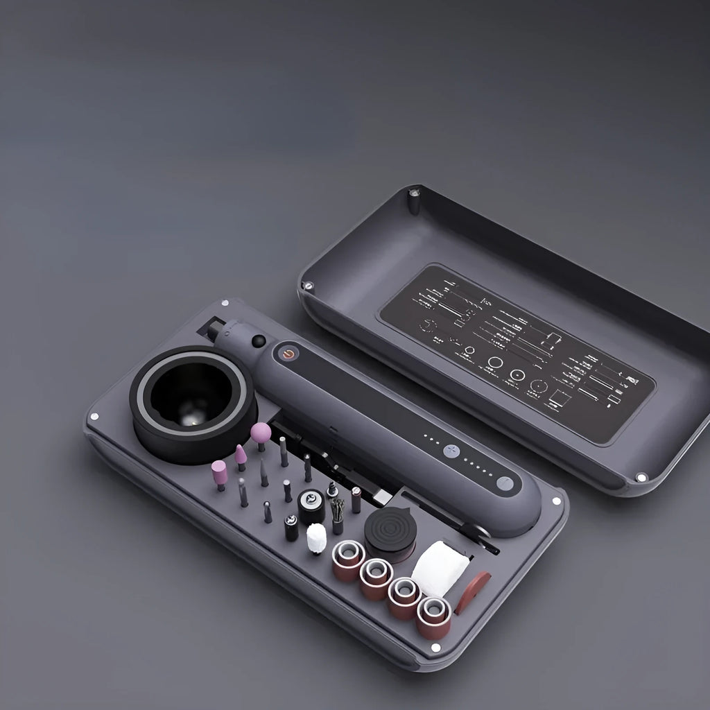 Compact mini polishing and cutting machine set with lithium battery and adjustable speed control