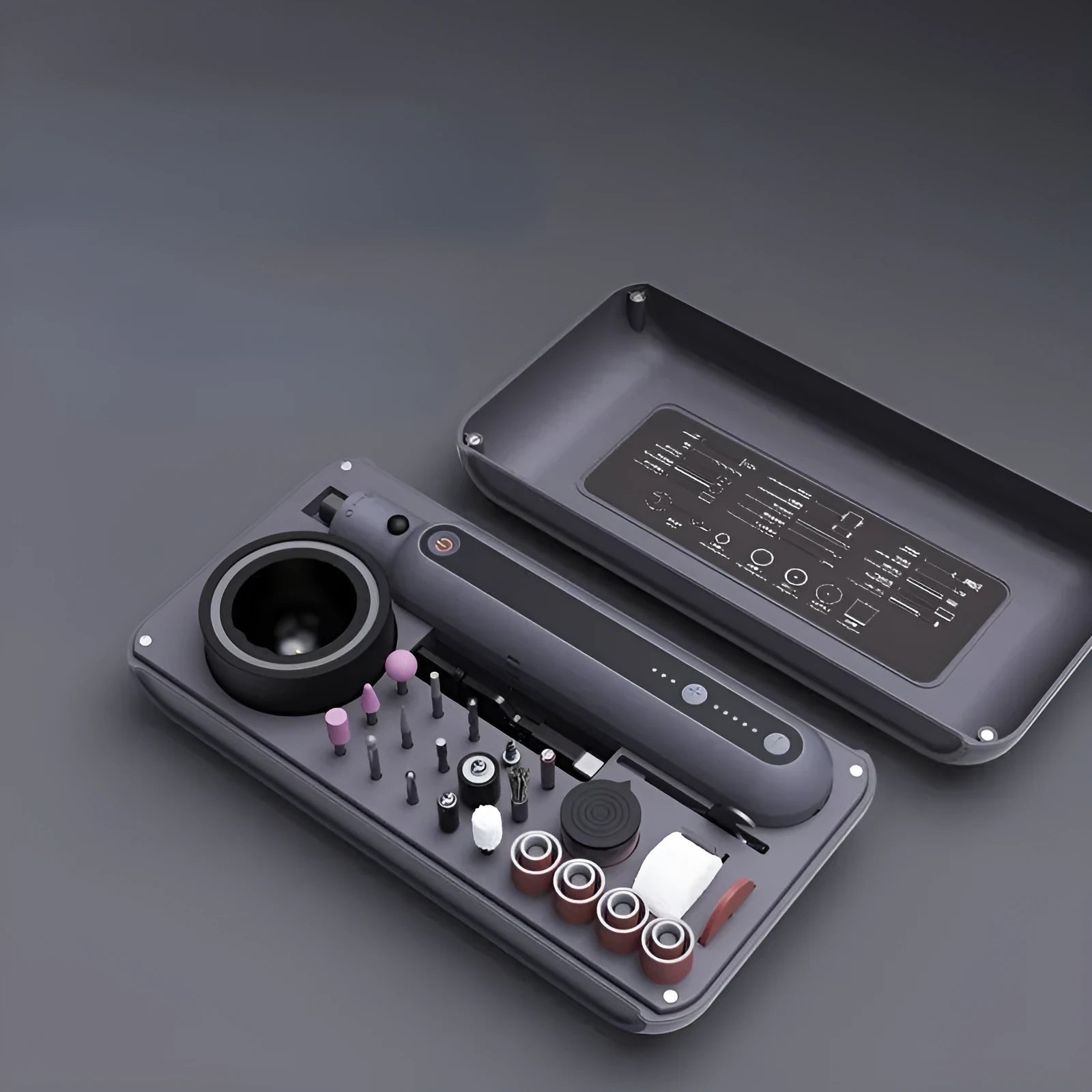 Compact mini polishing and cutting machine set with lithium battery and adjustable speed control