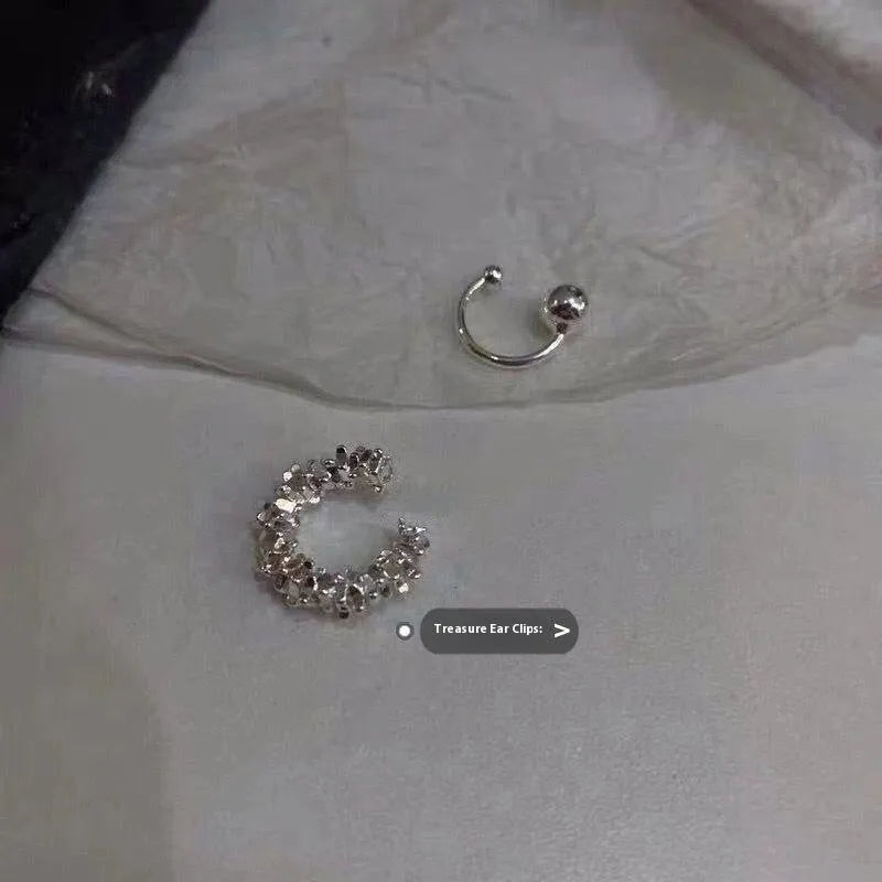 Alloy ear clip earrings with irregular frosty geometry shape and double clip mechanism