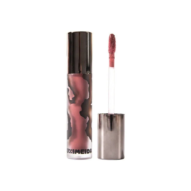 Lava Secret Matte Lip Mud Lipstick in five colours showing orange brown coffee, cool gray, cinnamon coffee, jujube red and smoked purple shades