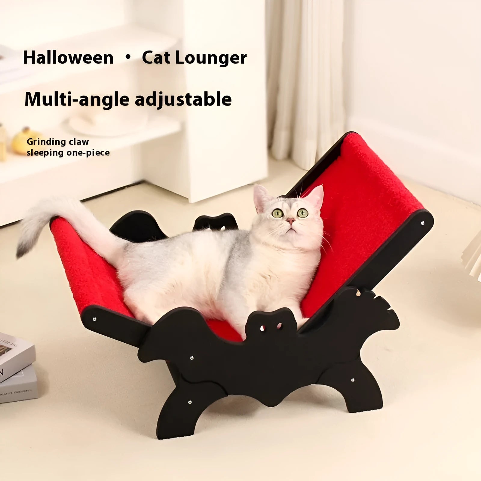MW-054 wooden cat lounge chair pet bed in black or red colour.