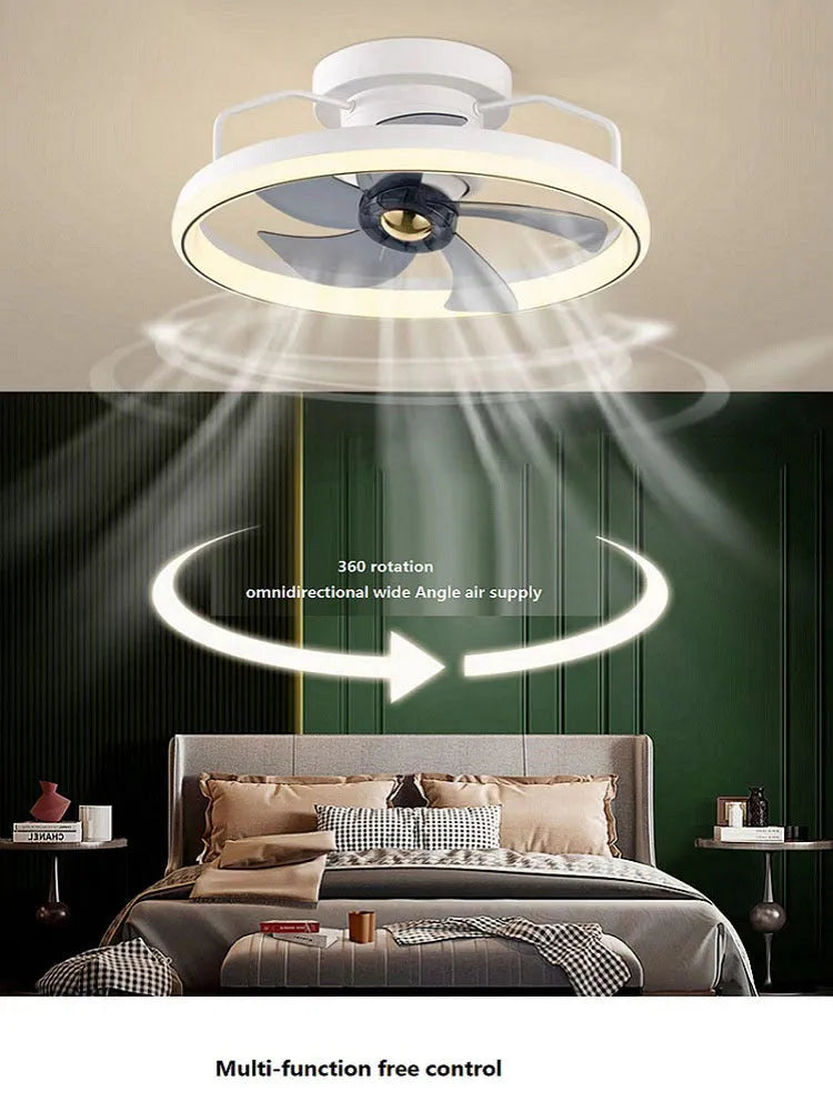 Simple Fashion modern ceiling fan with light showing white acrylic lampshade and PC blades.