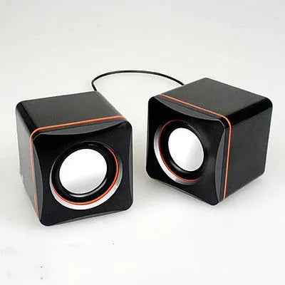 Small black square USB-powered 2.0 computer speaker for desktop PC