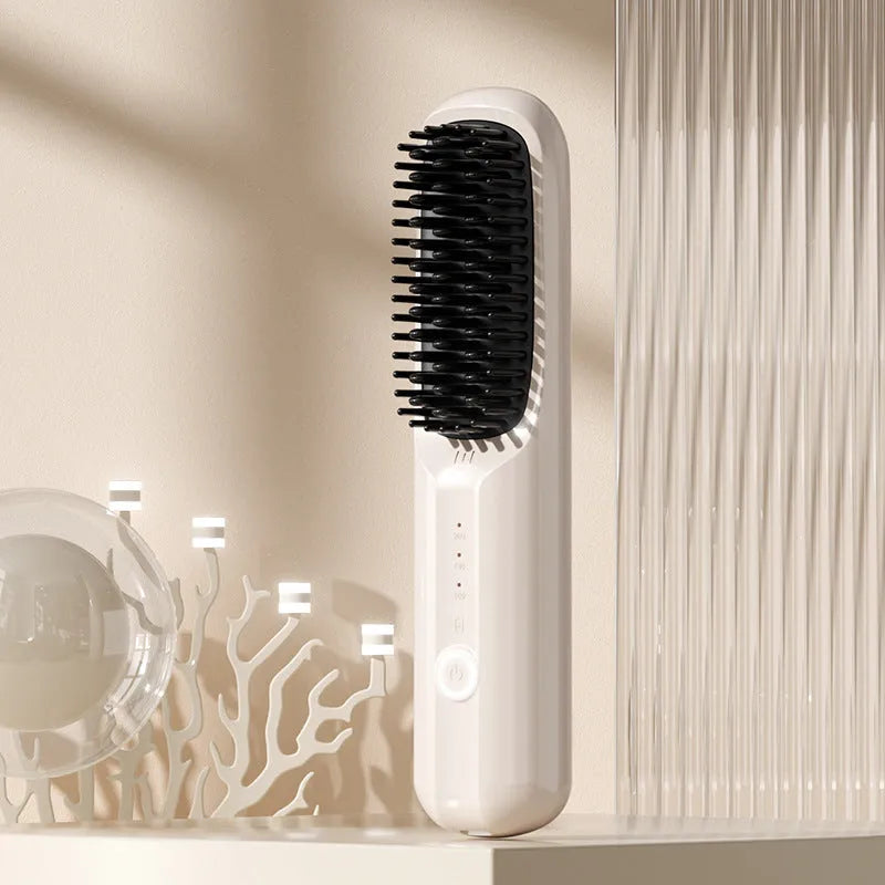 Wireless straightening comb with ionic technology in beige, pink, purple or black