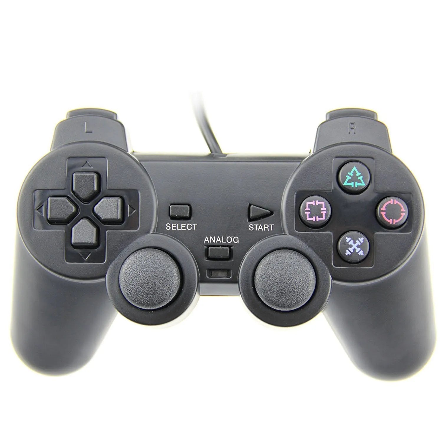 PlayStation 2 wired vibration game controller with USB connection in bare metal finish