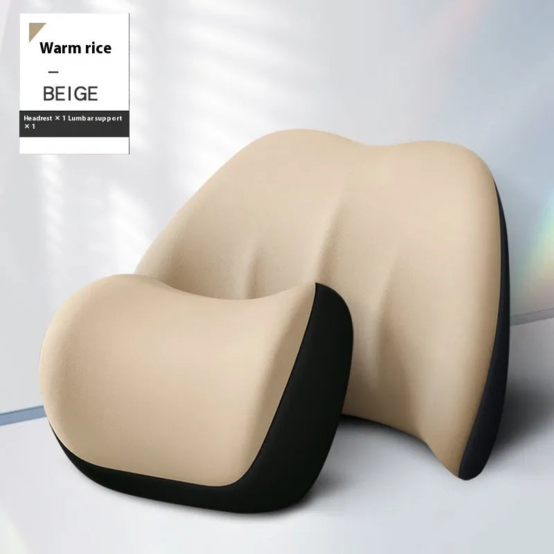 Memory foam automotive waist cushion in black elastic fabric for car lumbar support
