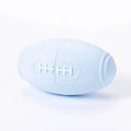 Silicone rugby ball dog chew toy with treat dispenser in four colour variations