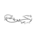 Cross twisted white gold electroplated bracelet with tree charm on copper base.
