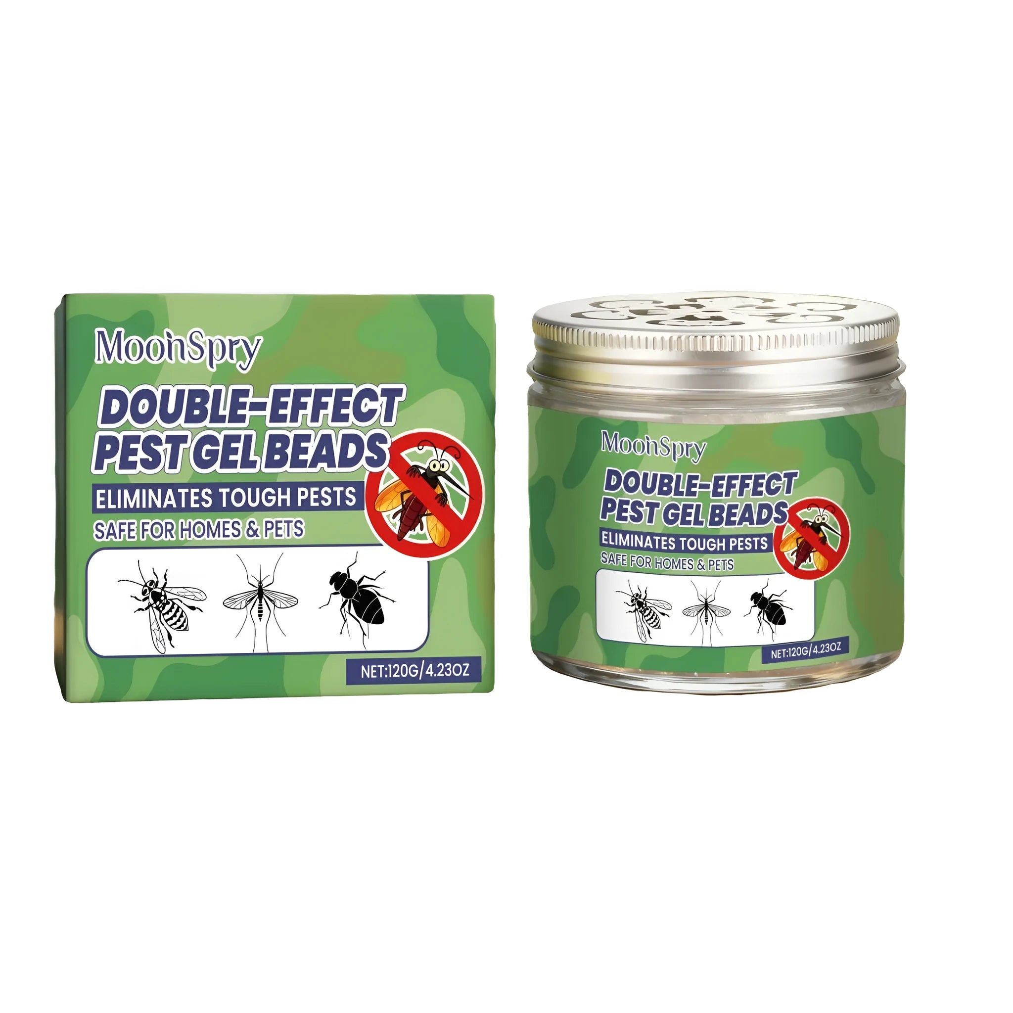 Double-Effect Pest Gel Beads 120G pest repellent gel container with gel beads visible
