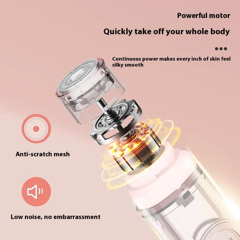 Portable electric armpit hair trimmer depilator with floating blade in pink and white colour options