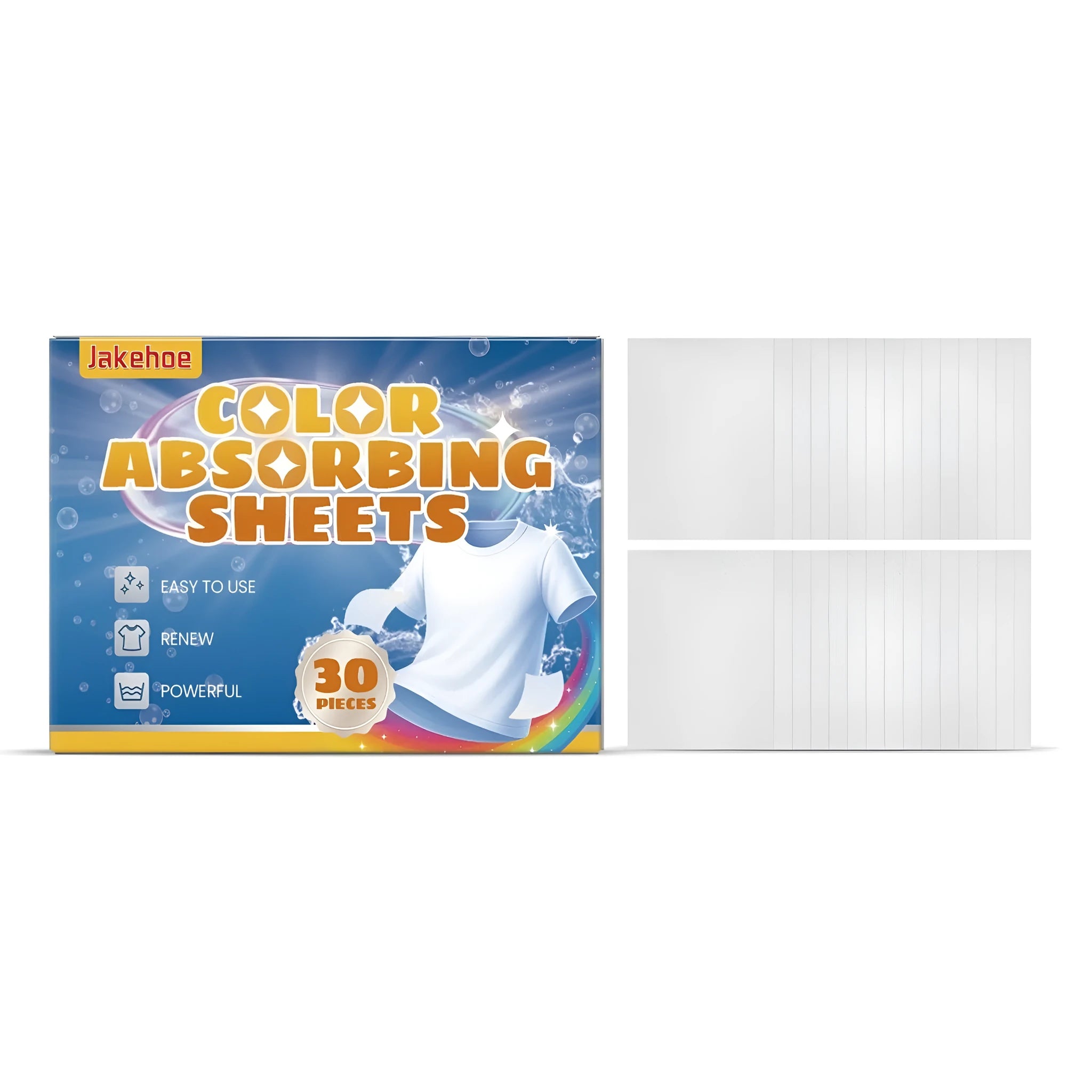 Pack of 30 white colour absorbing laundry sheets for preventing dye transfer