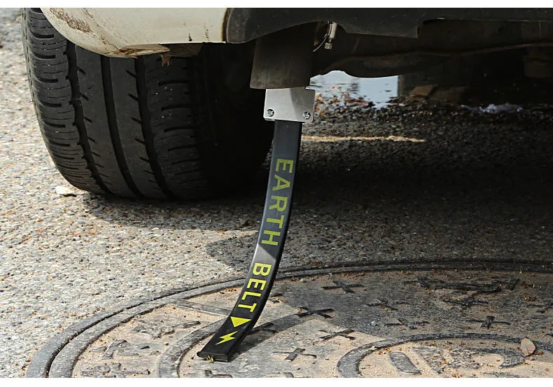 Black car electrostatic grounding chain with copper wire, measuring 370mm in length.