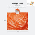 Marathon Wild orange raincoat laid flat showing its 100x130cm size for cross-country use.