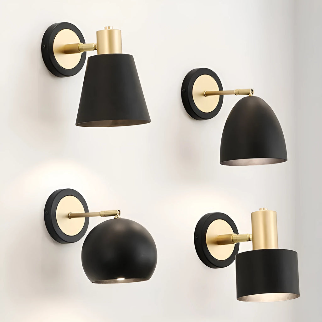Nordic style iron wall lamp mounted on a wall, showcasing its solid construction and shade design.
