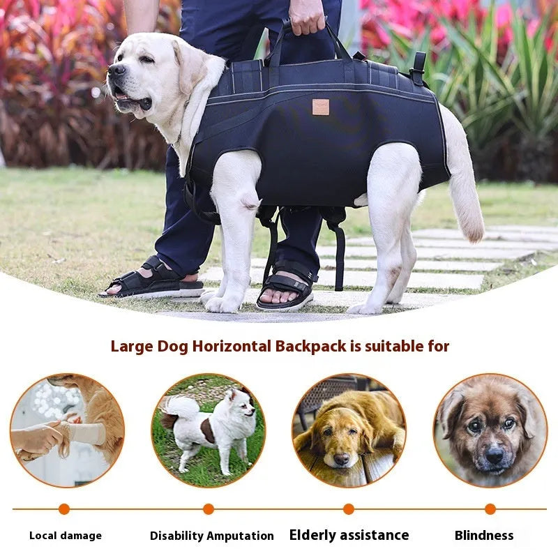 Black Oxford cloth dog backpack for medium and large breeds in three sizes