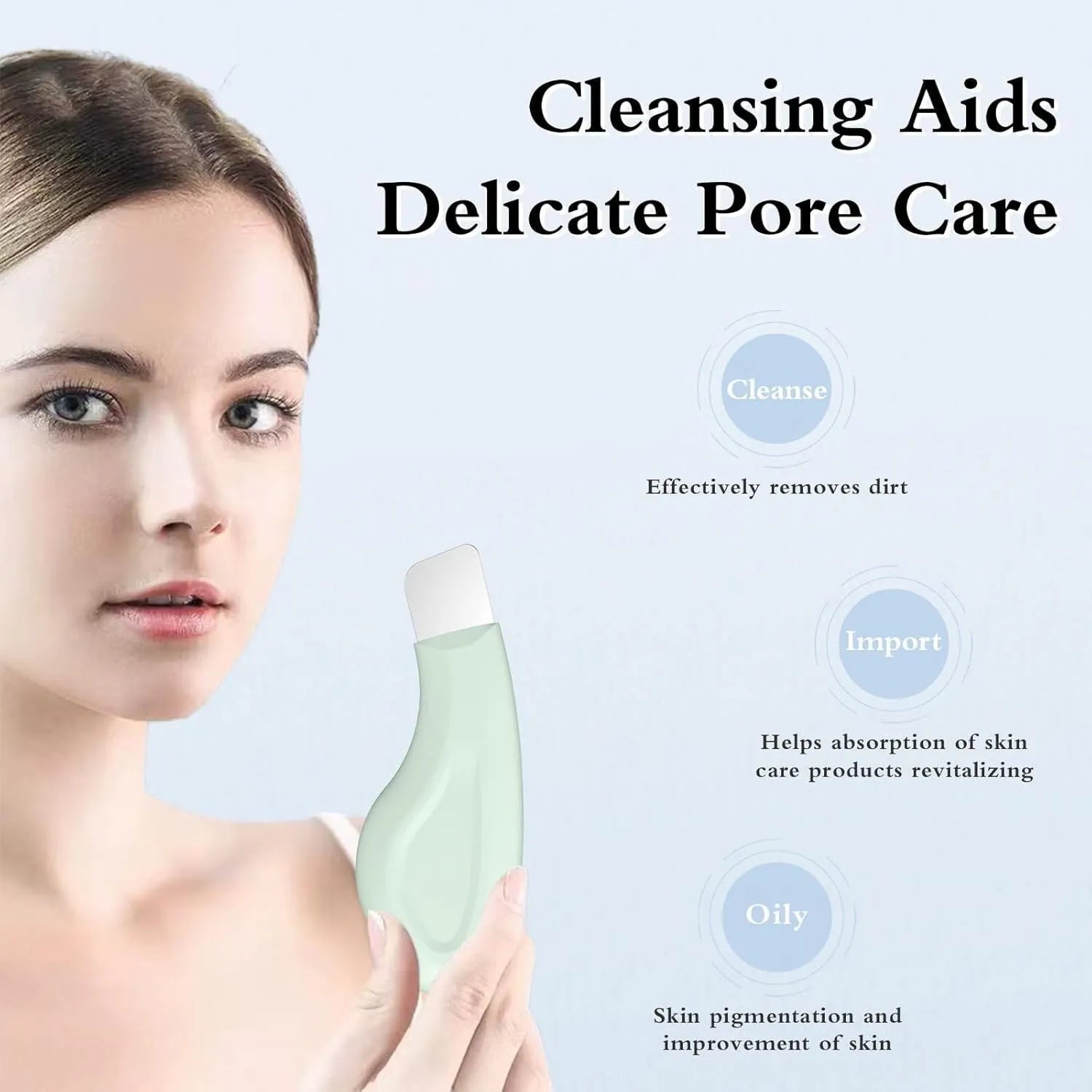 Stainless steel blackhead scraper tool with a non-slip handle for facial pore cleansing