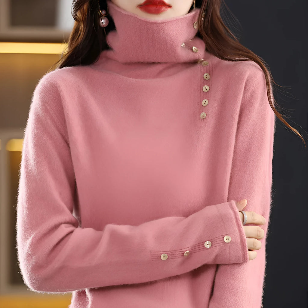 Slim fit core-spun yarn knitted bottoming shirt in light camel colour showing 3D pattern detail.