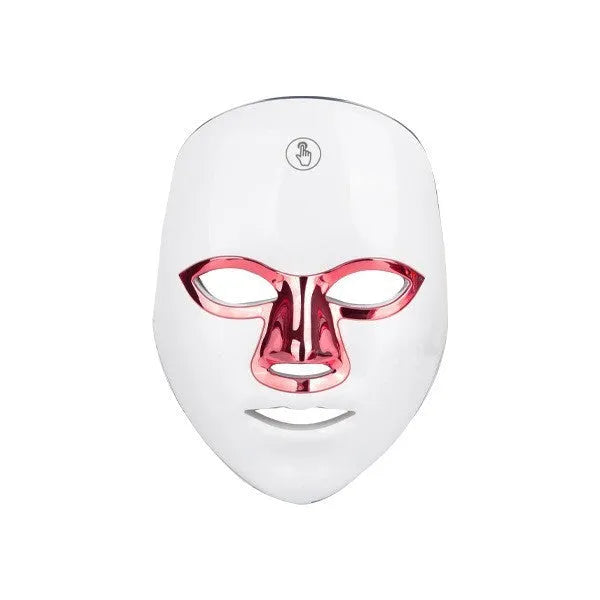 Rechargeable LED facial beauty mask with touch controls in black gold edge colour