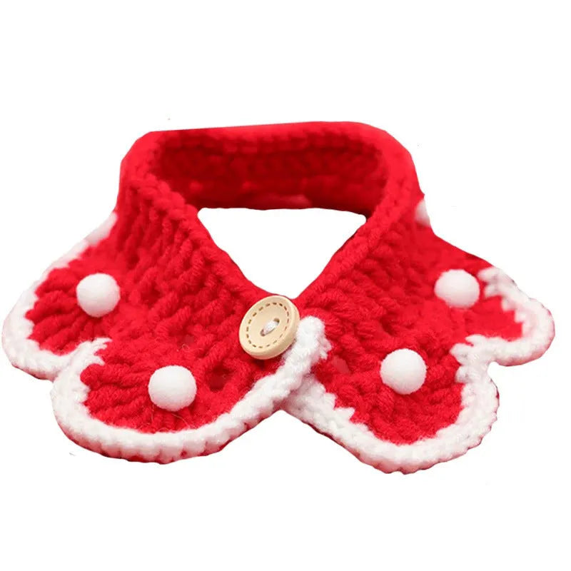 Knitted milk cotton pet collar with cartoon pattern in custom colour option for cats dogs rabbits
