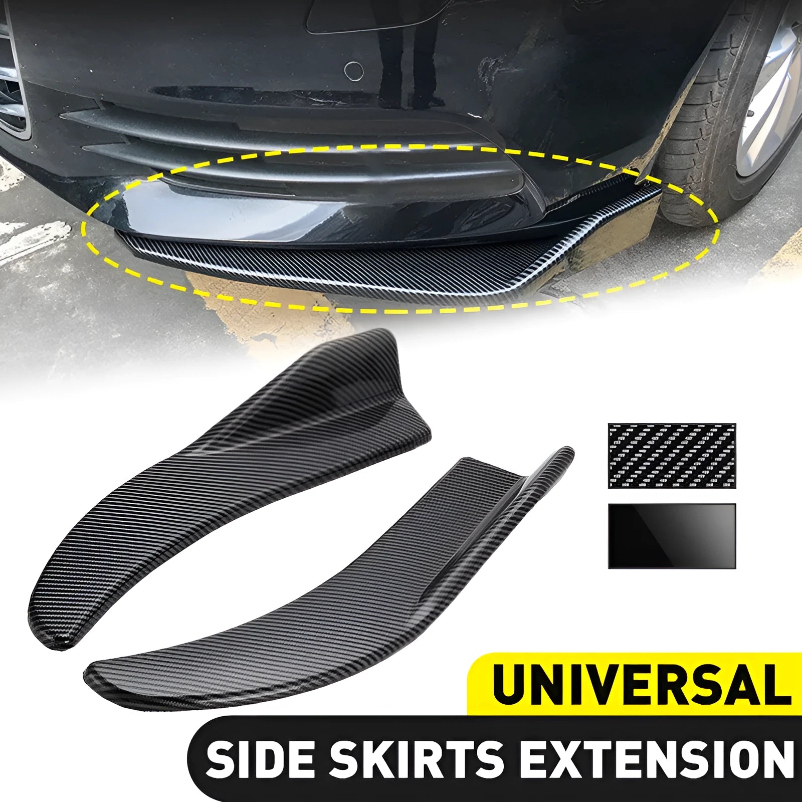 Carbon fibre front and rear vehicle deflectors for General Motors cars with screw fixation