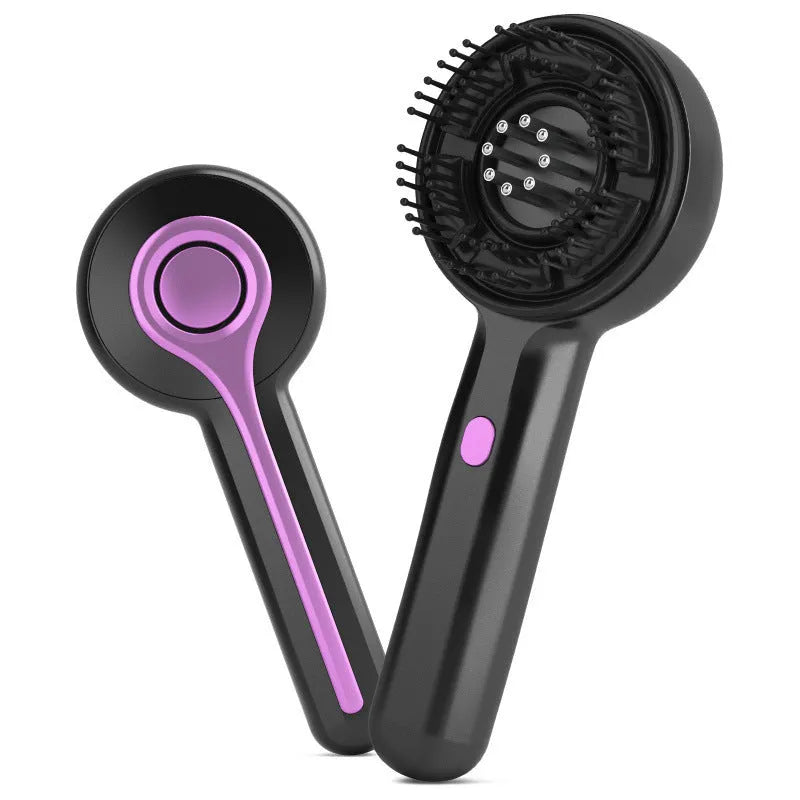 USB-powered anti-leak hair brush scalp massager with mechanical controls in black colour