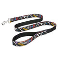 Black pet hand holding traction rope with plaid stripe design measuring 120cm in length