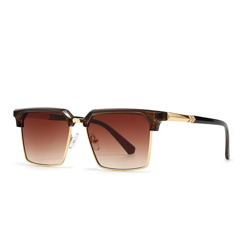 Men's square box frame sunglasses in multiple colour options on a plain background