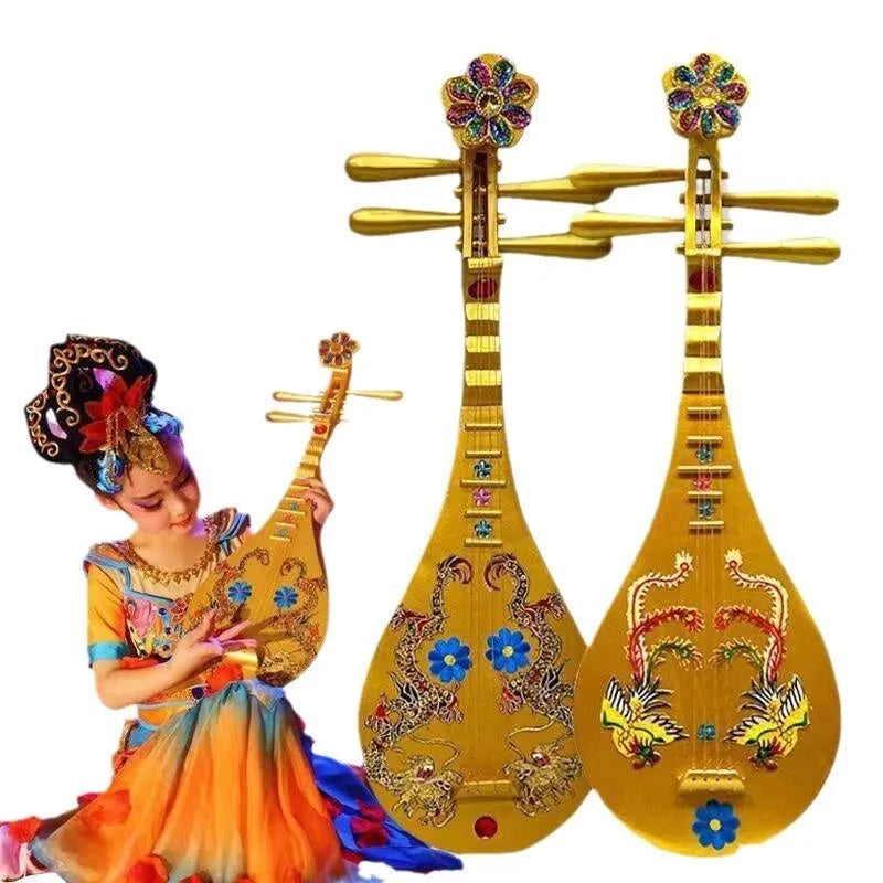 Golden double phoenix simulation pipa prop 64.5 cm plastic for dance performance
